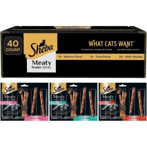 imageSheba Meaty Tender Sticks Soft Cat Treats Chicken Flavor 014 oz 15 Sticks Pack of 10 150 Sticks TotalVariety Pack