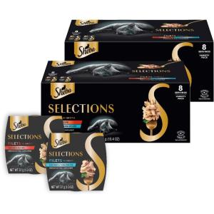 imageSheba Selections Filets in Broth Adult Wet Cat Meal Complement Chicken ampamp Tuna Recipe 13 oz Cups 12 CountVariety Chicken and Tuna