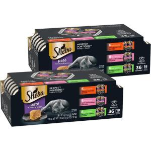 imageSheba Perfect Portions Wet Cat Food Pate with Sustainable Salmon Signature Seafood Entree and Tender Whitefish and Tuna Entree Variety Pack 26 oz Twin Pack Trays 24 Count 48 ServingsChicken  Salmon  Turkey
