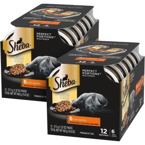imageSheba Perfect PORTIONS Cuts in Gravy Wet Cat Food Trays 12 Count 24 Servings Roasted Chicken Entre Easy Peel TwinPack Trays