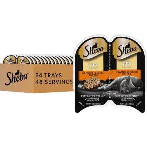 imageSheba Perfect Portions Wet Cat Food Cuts in Gravy with Roasted Chicken Entree 26 oz TwinPack Trays 24 Count 48 ServingsChicken